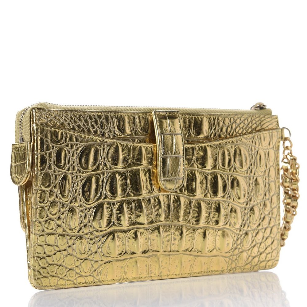 ❌SOLD❌CHANEL Crocodile Wallet On Chain Gold - Picture 4 of 9